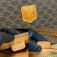 CELINE Handbag Leather, PVC Brown Macadam Blason Triomphe Pattern Women Used Authentic