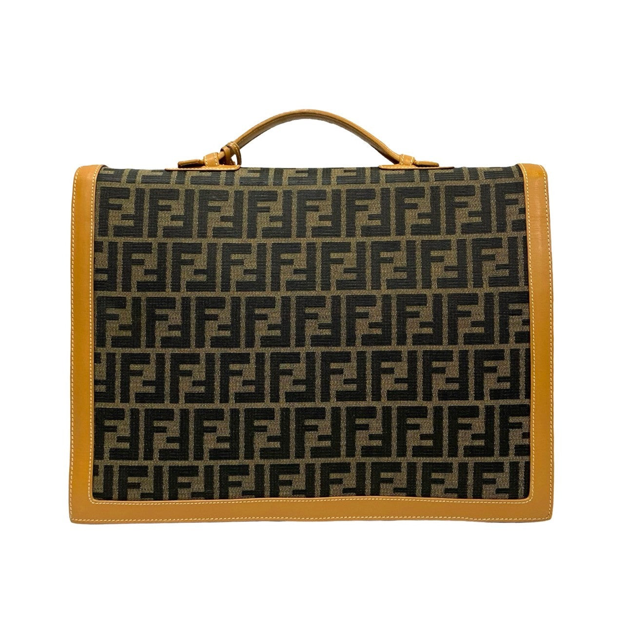 FENDI Business bag Canvas, Leather Brown Zucca FF Pattern mens Used Authentic