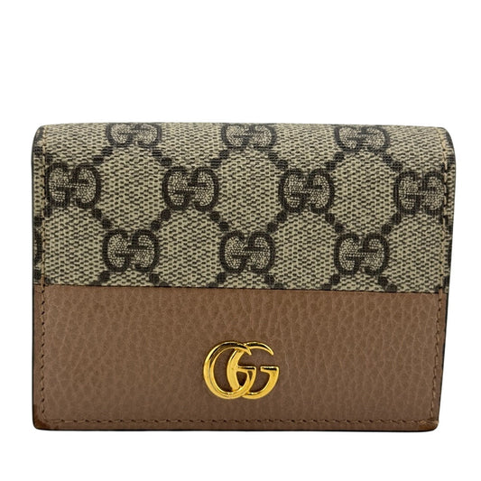 GUCCI Bifold Wallet GG Supreme canvas, leather beige GG Supreme