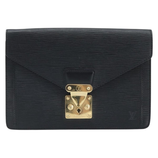 LOUIS VUITTON Dragonne Clutch Bag Epi Series Black Noir