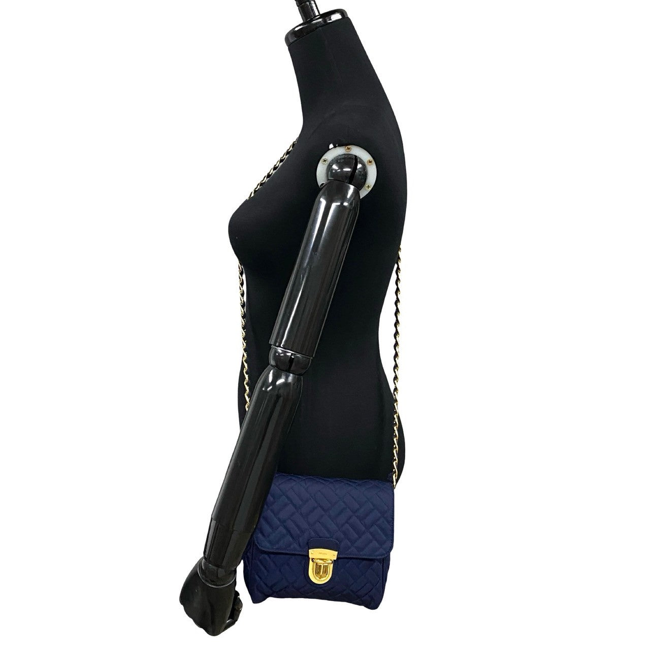 PRADA Shoulder Bag Nylon Navy PRADA logo Metal Women Used Authentic