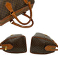 CELINE Handbag Leather, PVC Brown Macadam Blazon Pattern Triomphe logo Metal Women Used Authentic