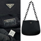 PRADA Shoulder Bag Canvas, Plastic black PRADA triangle logo Women Used Authentic