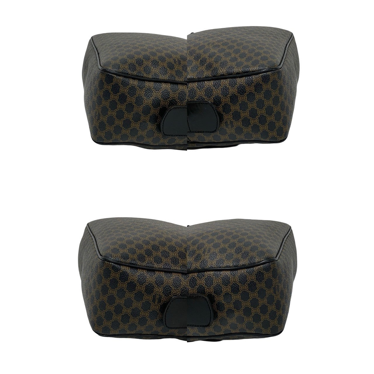 CELINE Handbag Leather, PVC black Macadam Blason Triomphe Pattern Women Used Authentic