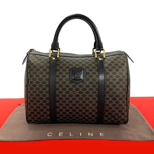 CELINE Handbag Leather, PVC black Macadam Blason Triomphe logo Women Used Authentic