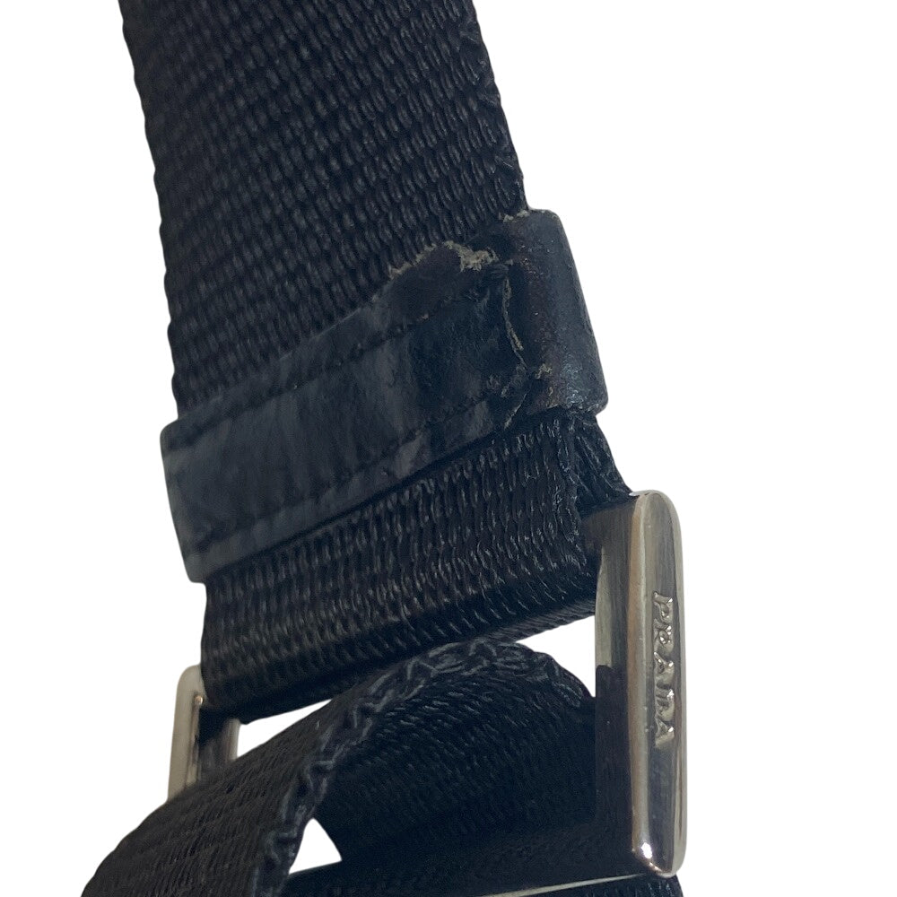 PRADA Shoulder Bag Nylon, Leather black Triangular plate