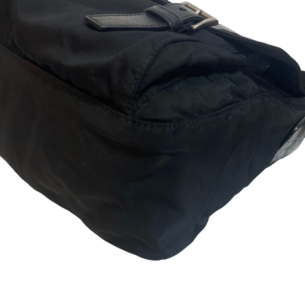 PRADA Shoulder Bag Nylon, Leather black Triangular plate