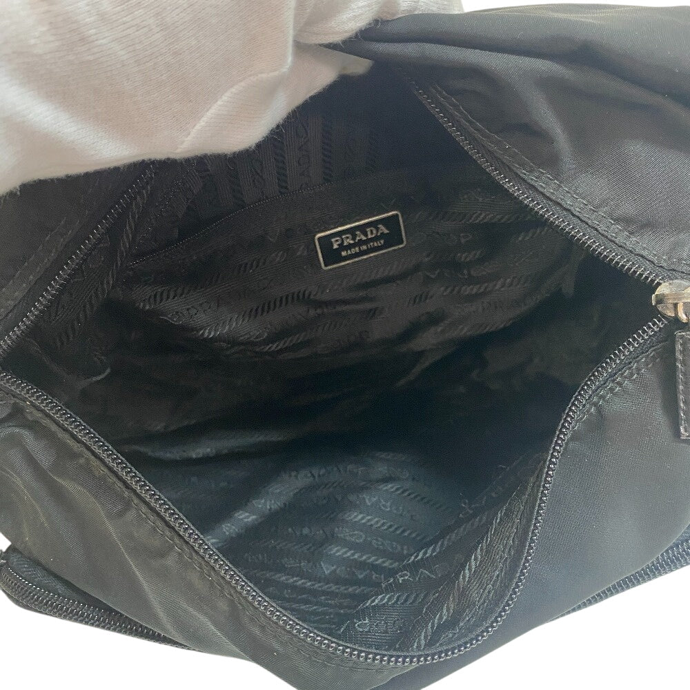 PRADA Shoulder Bag Nylon, Leather black Triangular plate