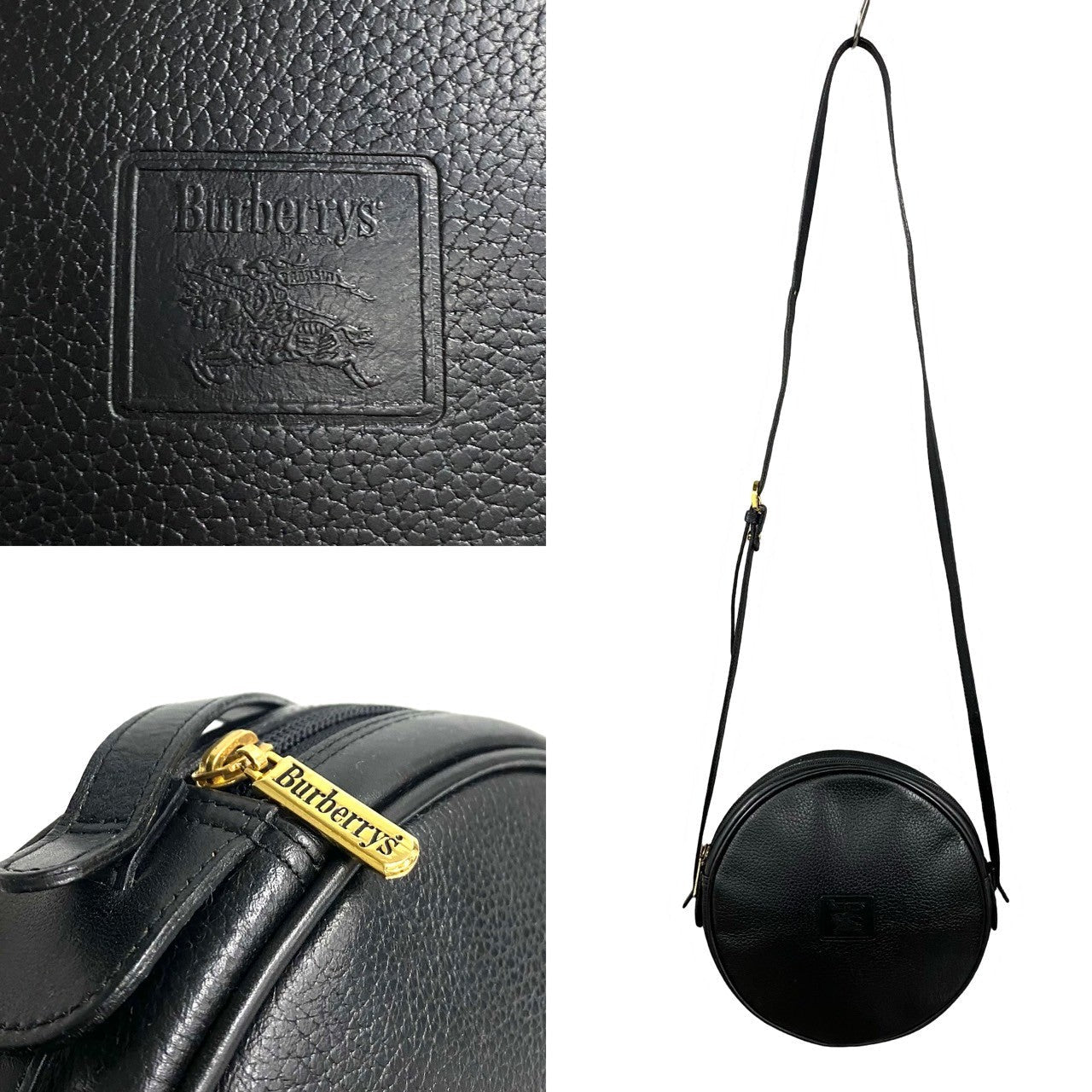 BURBERRY Shoulder Bag leather black Nova Check Women Used Authentic