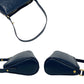 CELINE Shoulder Bag leather Navy Logo all-over pattern Women Used Authentic