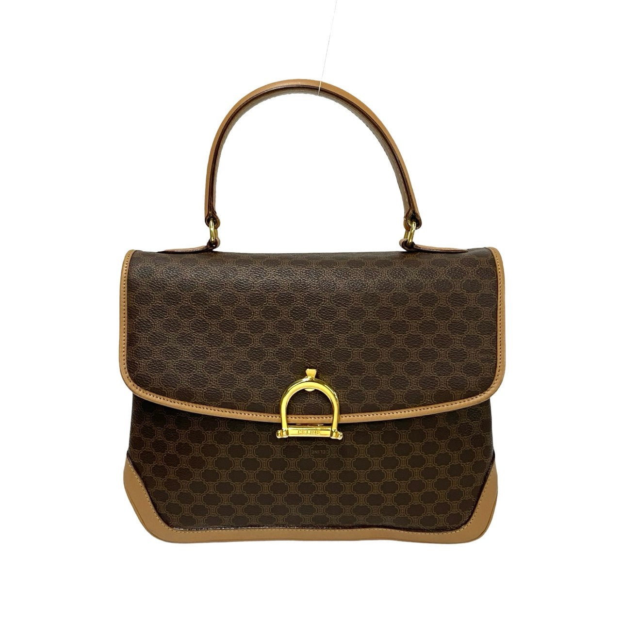 CELINE Handbag Leather, PVC Brown Macadam Brazon Women Used Authentic