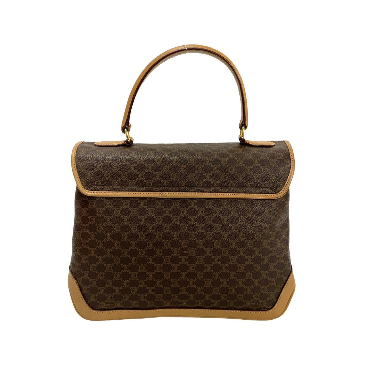 CELINE Handbag Leather, PVC Brown Macadam Brazon Women Used Authentic