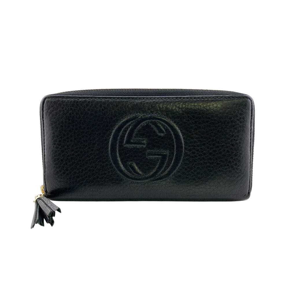 GUCCI Long Wallet Purse 282413 leather black Soho
