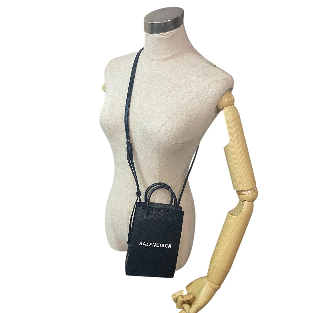 BALENCIAGA Shoulder Bag leather black Shopping phone holder