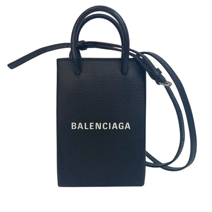 BALENCIAGA Shoulder Bag leather black Shopping phone holder