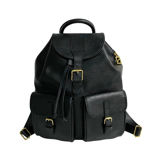 FENDI Backpack Epi Leather black FF logo Metal Women Used Authentic