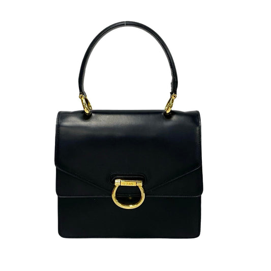 CELINE Handbag leather black Gancini Metal Women Used Authentic