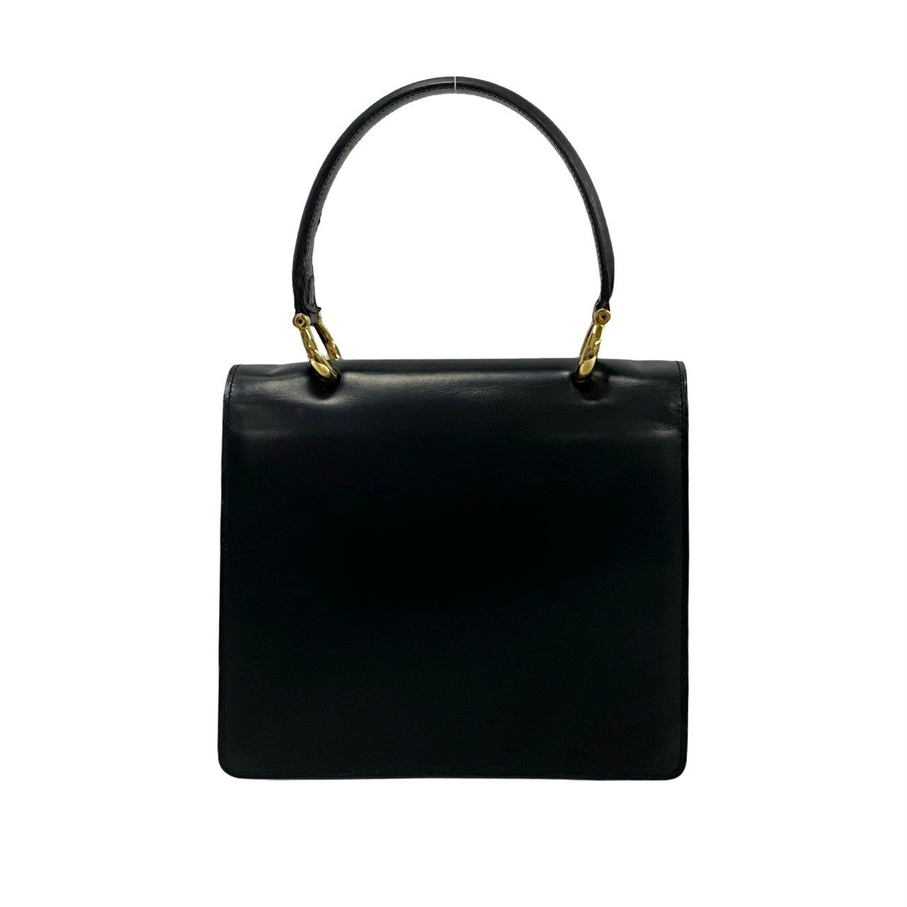 CELINE Handbag leather black Gancini Metal Women Used Authentic