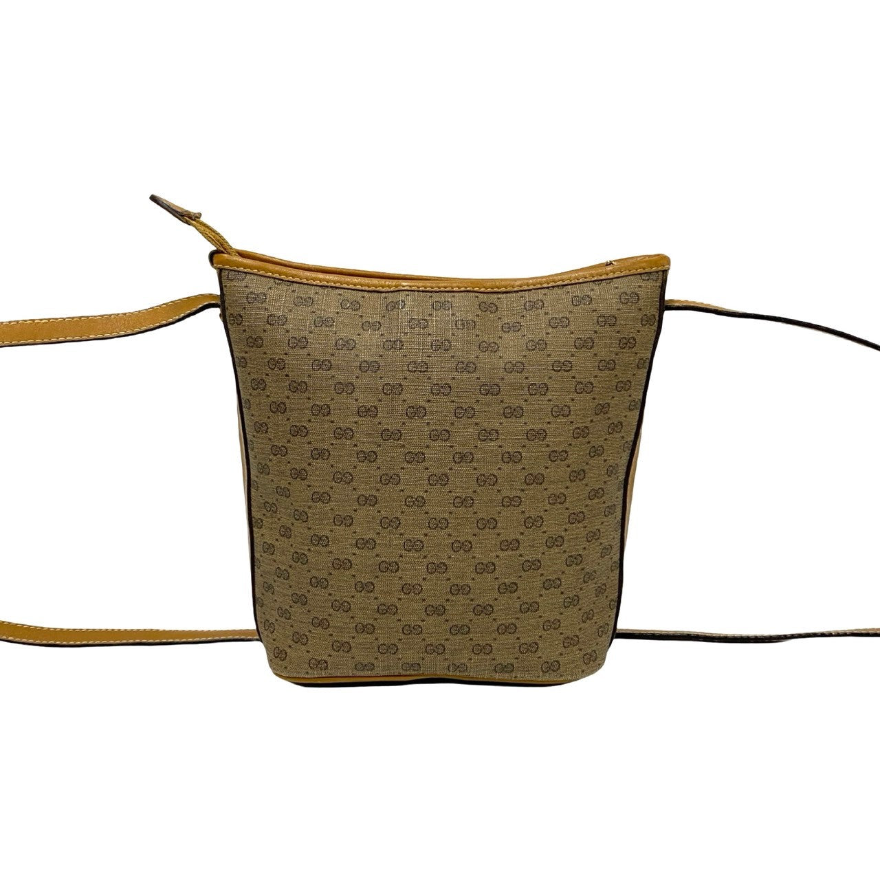 GUCCI Shoulder Bag Leather, PVC Brown Micro GG logo Women Used Authentic