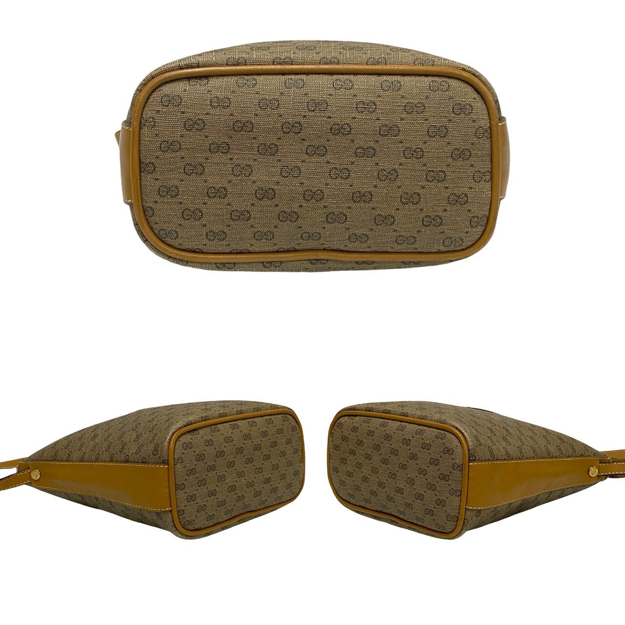 GUCCI Shoulder Bag Leather, PVC Brown Micro GG logo Women Used Authentic