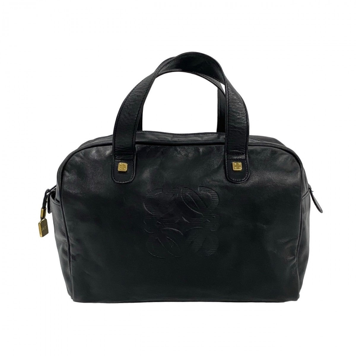 LOEWE Handbag leather black Anagram logo Women Used Authentic