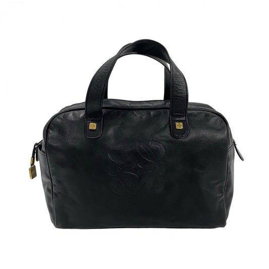 LOEWE Handbag leather black Anagram logo Women Used Authentic
