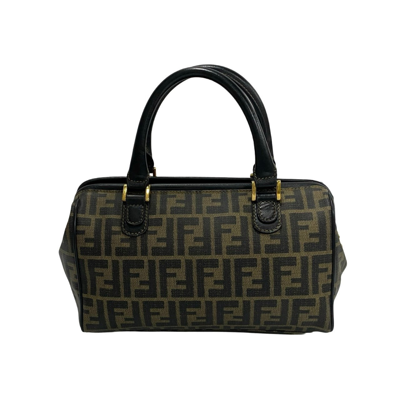 FENDI Handbag Leather, PVC black Zucca FF Pattern Women Used Authentic