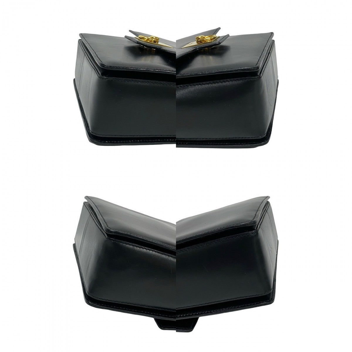 CELINE Shoulder Bag Calfskin, Leather black logo ringMetal Women Used Authentic