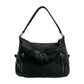 PRADA Shoulder Bag leather black Logo embossing Women Used Authentic