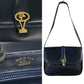 GUCCI Shoulder Bag Calfskin, Leather Navy logo Metal Women Used Authentic