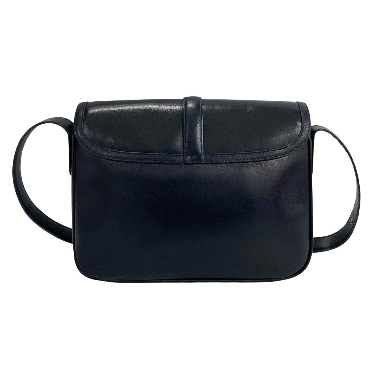 GUCCI Shoulder Bag Calfskin, Leather Navy logo Metal Women Used Authentic