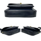 GUCCI Shoulder Bag Calfskin, Leather Navy logo Metal Women Used Authentic