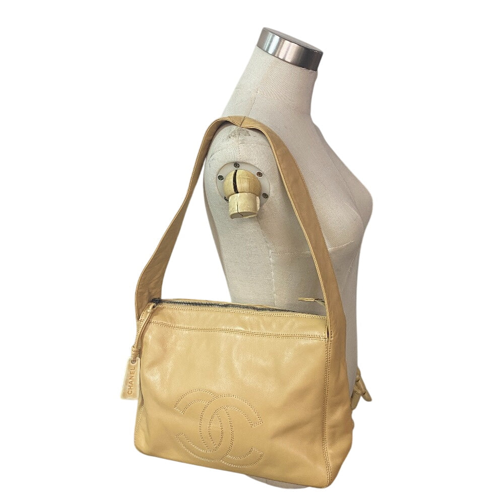 CHANEL Shoulder Bag lambskin beige COCO Mark