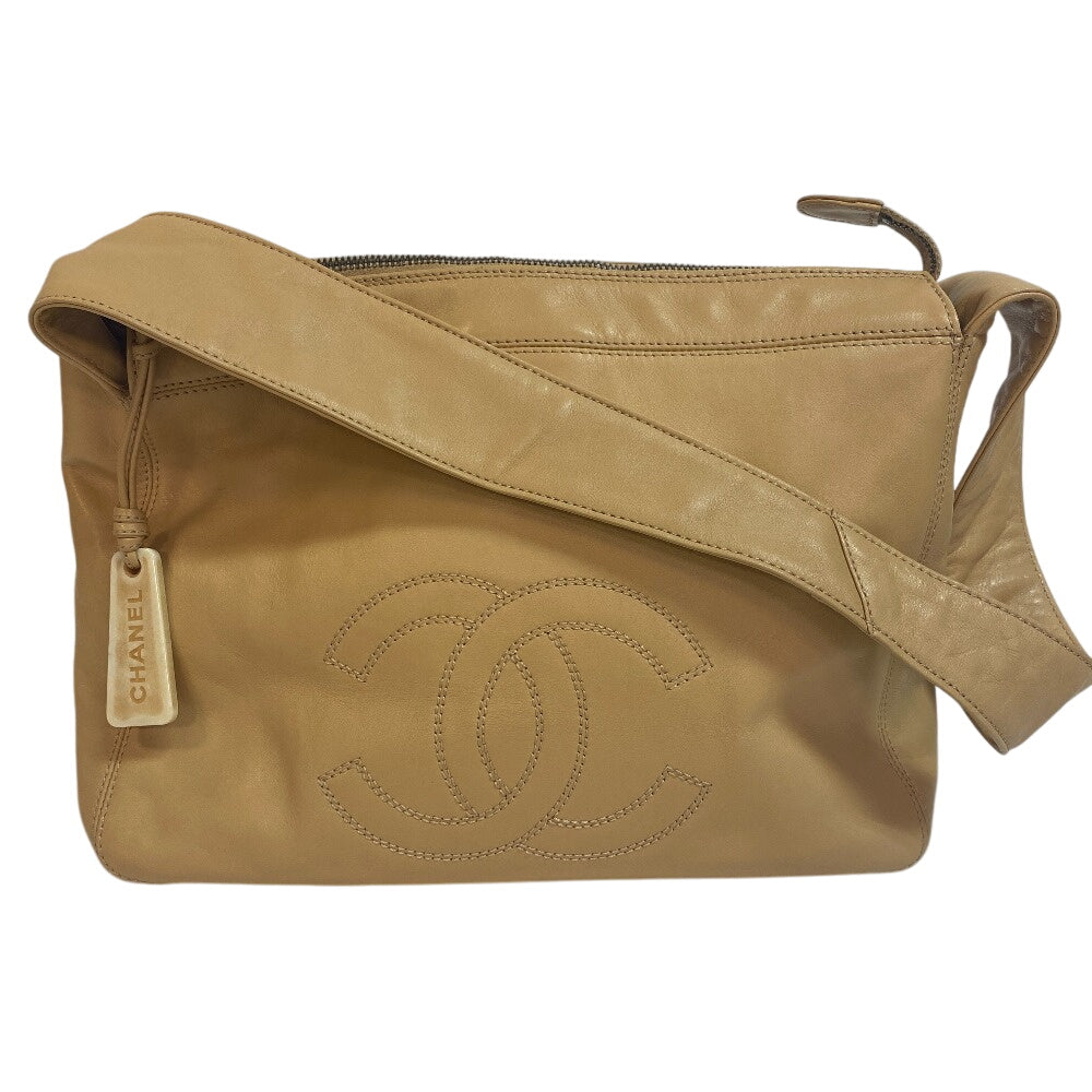 CHANEL Shoulder Bag lambskin beige COCO Mark