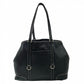 PRADA Tote Bag leather black Triangle Logo Plate Metal Women Used Authentic