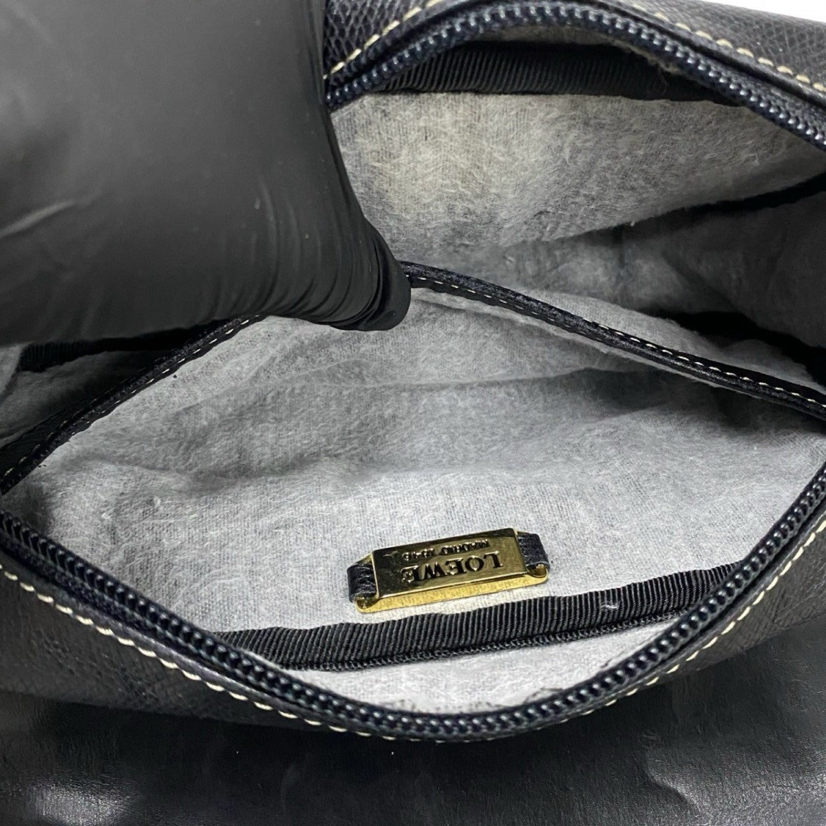 LOEWE Shoulder Bag leather black Anagram logo Women Used Authentic
