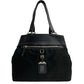 PRADA Tote Bag leather black PRADA logo Metal Women Used Authentic