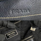 PRADA Tote Bag leather black PRADA logo Metal Women Used Authentic