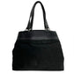 PRADA Tote Bag leather black PRADA logo Metal Women Used Authentic