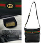 GUCCI Shoulder Bag Leather, PVC black Micro GG logo Pattern Sherry line Women Used Authentic