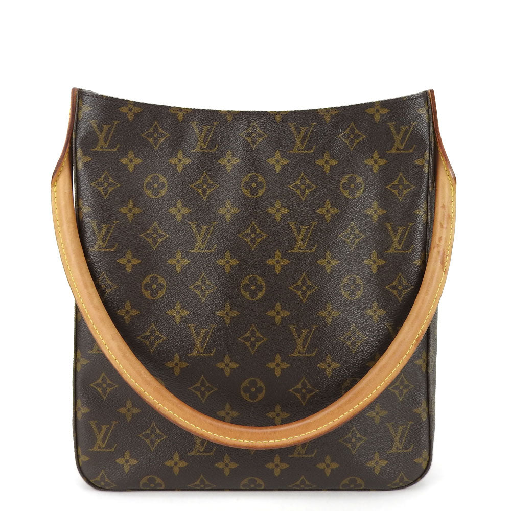 LOUIS VUITTON Shoulder Bag M51145 Monogram, Tanned Leather Brown LoopingGM Women Used Authentic
