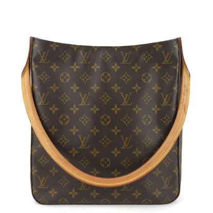 LOUIS VUITTON Shoulder Bag M51145 Monogram, Tanned Leather Brown LoopingGM Women Used Authentic