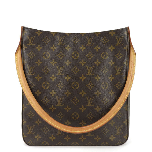 LOUIS VUITTON Shoulder Bag M51145 Monogram, Tanned Leather Brown LoopingGM Women Used Authentic