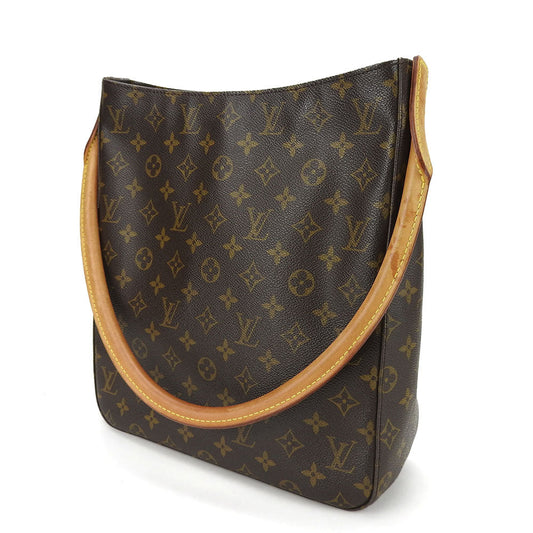 LOUIS VUITTON Shoulder Bag M51145 Monogram, Tanned Leather Brown LoopingGM Women Used Authentic