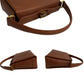 GUCCI Handbag leather Brown Turn lock Bamboo Women Used Authentic