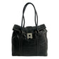 PRADA Tote Bag leather black logo turn lock Metal Women Used Authentic