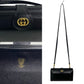 GUCCI Shoulder Bag leather black GG logo Metal Old Gucci Women Used Authentic