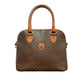 CELINE Handbag leather Brown Macadam Blason TriomphePattern Women Used Authentic