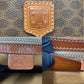 CELINE Handbag leather Brown Macadam Blason TriomphePattern Women Used Authentic