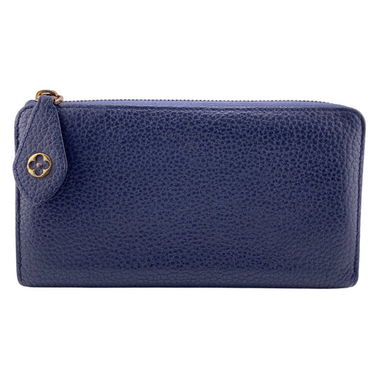 LOUIS VUITTON Long Wallet Purse M68582 Taurillon Clemence Blue Marine Portefeuille comet